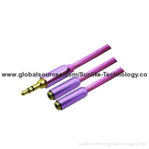 Aux Stereo Cables with High-end Metal Shell, Nylon Braiding, 3.5 SP Male - Female